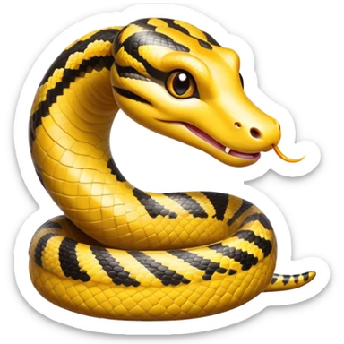 cinematic-cute-anaconda-portrait-emoji,-head-tilted-playfully-and-inquisitively,-with-a-sleek,-shimmering-body-adorned-with-detailed-scale-sriped patterns-and-round,-sparkling-eyes-full-of-wonder,-simplified-yet-irresistibly-adorable-features sticker