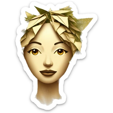  Hemp 420 lady face melting gold tropical made of 420 origami newspaper roses hemp leaves lantern fairy lights burning paper and hemp leaves in hair sticker