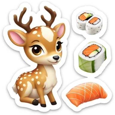 Baby deer with sushi sticker