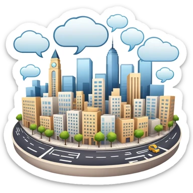 An icon representing a visual novel, inspired by games like 'One Day in London.' The design features a detailed cityscape with characters in dynamic poses, as if caught in a pivotal story moment. Speech bubbles and narrative text appear. Transparent background sticker
