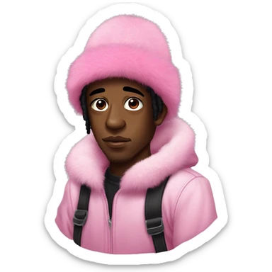 lil uzi vert wear Cute pink fur hat for winter sticker