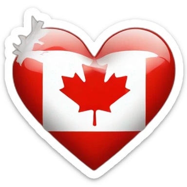canadian flag in the shape of a heart sticker
