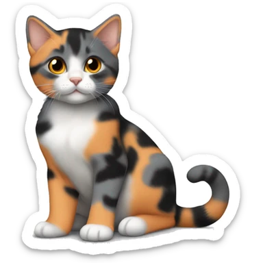 Grey orange and black Diluted calico kitten laying down sticker