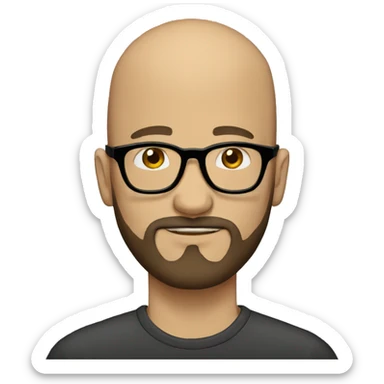 bald man with brown beard and hipster glasses sticker