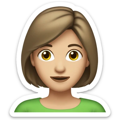 pretty 40 year old woman with grass green eyes and shoulder length straight brown hair wearing tiara sticker