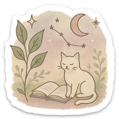 A gentle, poetic digital illustration in the style of “Jardim da Ju”. The scene blends nature, cosmos and tenderness — hand-drawn lines, soft textures, and muted pastel tones (sage green, lilac, rose, cream). Elements like leaves, stars, cats, books, and celestial details coexist naturally. The mood is magical yet grounded, evoking sensitivity, reflection, and quiet intelligence. The lighting is warm and dreamy, with delicate sparkles and organic shapes. Artistic style: watercolor + fine line art, minimal, elegant, emotional and intimate.


(use conforme a IA utilizada)

Mood: magical realism, soft light, emotional, feminine, intellectual

Style keywords: watercolor, fine ink lines, pastel tones, digital illustration, cozy, slow aesthetic, minimal poetic composition

Colors: #9BA48A (verde sálvia), #E6B7B1 (rosa suave), #D0C3CC (lavanda névoa), #F6F1E7 (papel de chá), #2D2D2F (grafite noturno)

Objects recorrentes: folhas, flores, livros, chá, gatos, estrelas, constelações, velas, mãos, janelas abertas, estufas, estantes, sementes, instrumentos musicais

Emoção central: sensibilidade lúcida — calma, introspectiva e real sticker