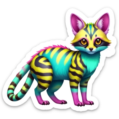  randomly colored colorful light cute lush neon-colored brightly colored Fakémon-Fionbri-Vernid-Genet-creature with markings (full body) sticker
