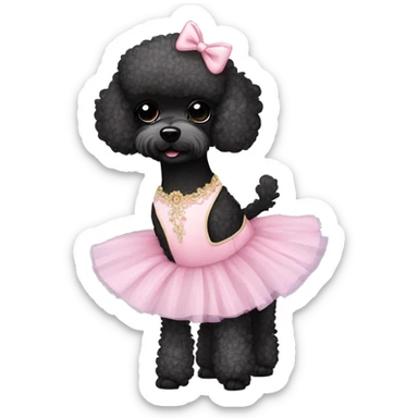 Black toy poodle in ballet tutu sticker