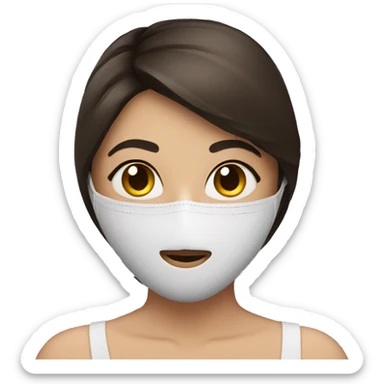 pretty brunette girl with mask on her face sticker