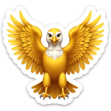 yellow eagle with a big smile wings spread sticker
