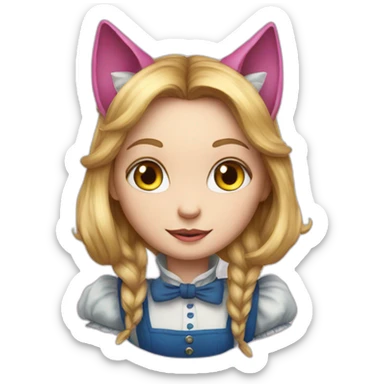 alice in wonderland with a cat head sticker