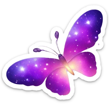 sparkly starry glowing purple-gradient nebula galaxy butterfly sticker