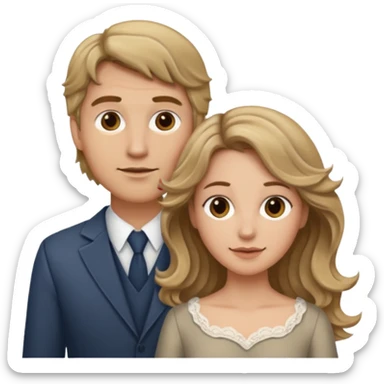 Married couple male dirty blonde hair and female brown wavy hair sticker
