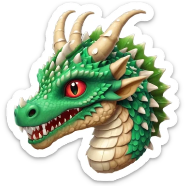 poisonous mushroom dragon beast portrait, head and shoulders only, small dragon face, mushroom cap scales, glowing green spores, sharp teeth, fantasy animal monster vibe, 3D cartoon, mobile game icon style, clean background, no text, no watermark

 sticker