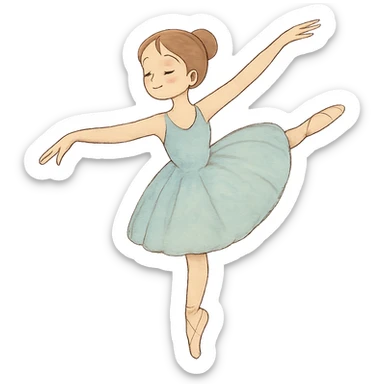 ghibli style ballerina girl performing ballet with soft colors, no background sticker