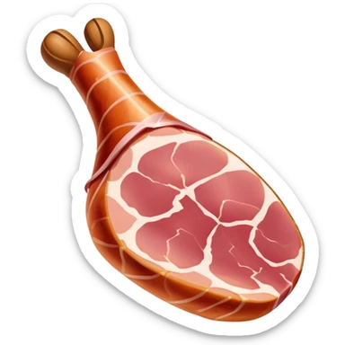 jamón-serrano-cinematic-realistic-jamón-serrano-dish-emoji,-depicted-as-a-prominent-leg-of-cured-ham-with-visible-marbling,-rendered-with-rich-textures-and-dynamic,-appetizing-lighting. sticker