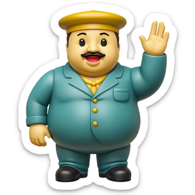 Cinematic Realistic Botero Sculpture Pop Culture Emoji, featuring an exaggerated, whimsical portrayal inspired by the famed sculptor rendered with dynamic textures and vibrant, artistic lighting. sticker