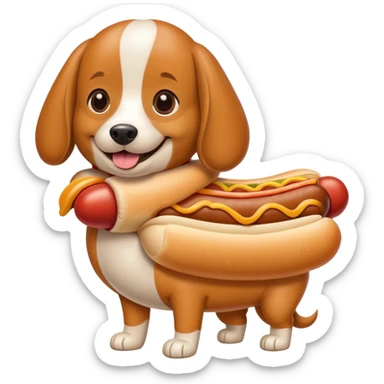 Dog wearing a hotdog suit sticker