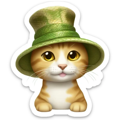 cute cat with a snake hat sticker