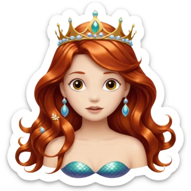 Mermaid with Shell Crown – Long flowing hair, shell tiar sticker