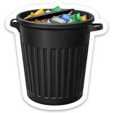 Black trash can with opened lid sticker