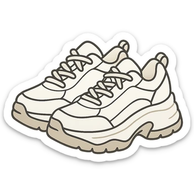flat toon white chunky women's sneakers sticker