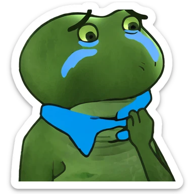 guy choking himself on verge of tears sticker