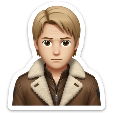 Leon Kennedy from resident evil 4 remake in sheepskin coat sticker