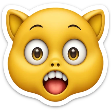 yellow emoji with big eyes and mouth shocked but with buck teeth.  sticker