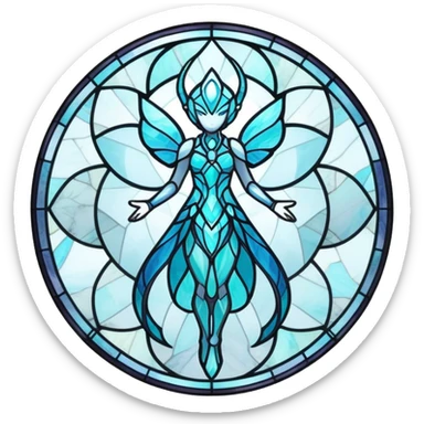 Shiny Futuristic Ethereal Marble-StainedGlass-Fakemon-Pokemon-Digimon-Spectrobes-Raptor-fusion, full body sticker