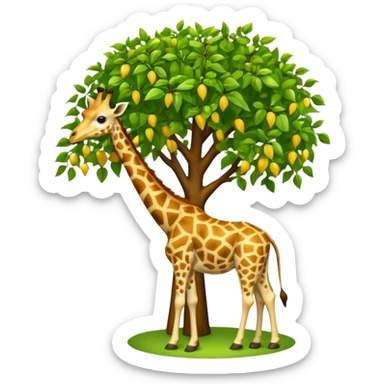 giraffe eating leaves from a tree sticker