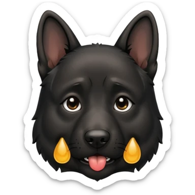 all black german shepherd face crying large tears looking sad sticker