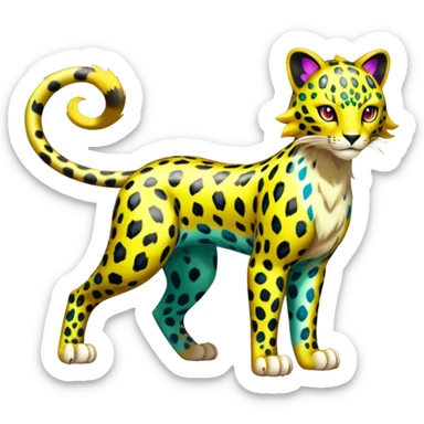 Shiny Elemental Exotic Colorful Liepard-Delcatty-Pokémon-Fakémon-hybrid-creature (full body) sticker