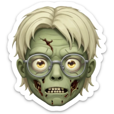 Boy zombie with semi freeform locks and glasses  sticker