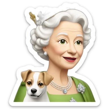 Queen Elisabeth with a dog sticker
