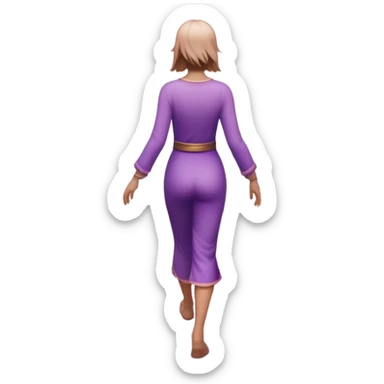 A small figure walks back across a foggy bridge, holding soft pink and purple orbs in each hand—symbolizing compassion and forgiveness. A gentle heart aura trails behind them, showing healing in motion. sticker