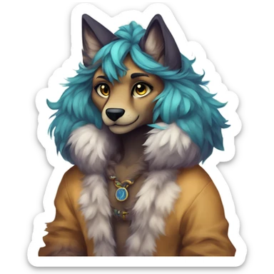 Anthro Colorful Fionbri Furry by Falvie-Griffsnuff-Kamirah-LiLaiRa, full body sticker