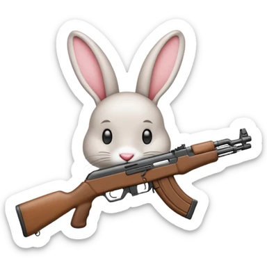 Crea un emoji de un conejo sosteniendo una  Ak47 con pasamontañas  sticker