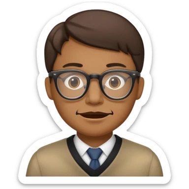 Mute Face but with a wide jaw and wearing glasses sticker