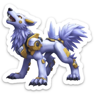  Cool Edgy Digimon-Fakemon-Garurumon-Loogamon-Dorulumon-Wolf full body sticker