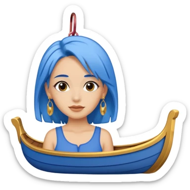 venice gondolier woman fat earring wearing blue hair sticker