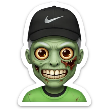 Faça um zombie com uma blusa da Nike preta com um boné preto da Nike tbm, que o zombie tenha dentes de prata  sticker
