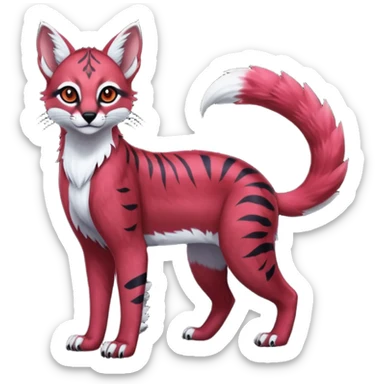 Colorful dark neon pastel gloomy edgy spooky evil tropical ruby exotic cute cool beautiful shiny beautiful fantasy-caracal-civet-genet-sergal-vernid-serval-Gryphon-Cacomistle-Trico-oncilla-animal-Fakémon-hybrid-fursona (full body) sticker