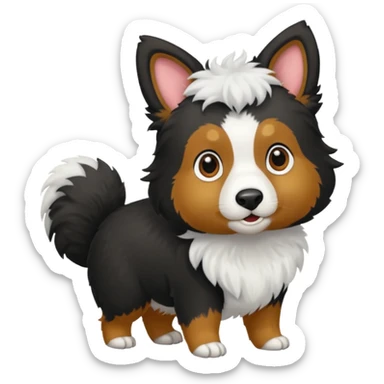 berger australien avec le corps noir et le bout de la queue  et la tete blanche sticker