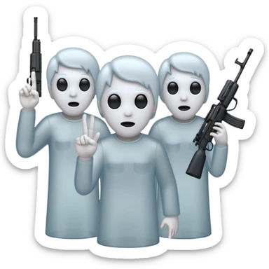 Fantasmas con un fusil moderno y haciendo haciendo en en forma de ✌️ con los dedos sticker