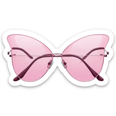 Y2K butterfly shaped pink frameless glasses, early 2000s fashion, no rim sticker