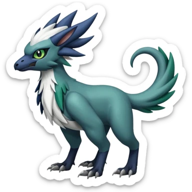 Shiny Black Grey White and Dark-Green Trico-Nargacuga-Silvally-Absol-fusion sticker