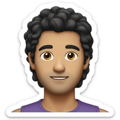 fair skin indain guy with messy straight black hair black eyes sticker