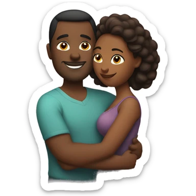 Curvy busty brown skin woman hugs Husband   sticker