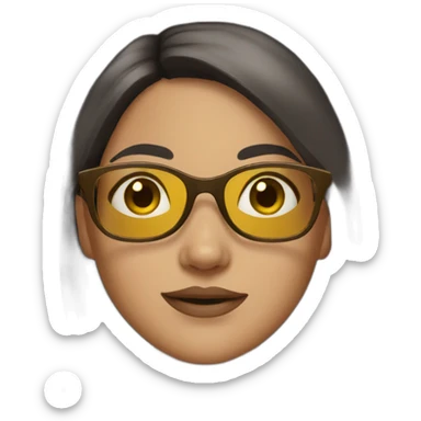 a girl with dark brown hair and golden glasses sticker